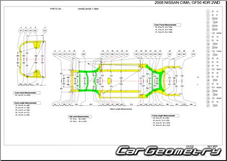   Nissan Cima (F50) 2001-2010 (RH Japanese market) Body dimensions