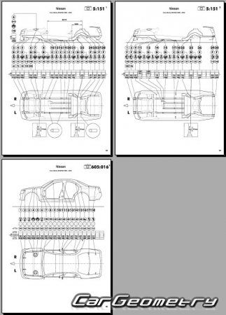 Nissan Cedric & Gloria (Y34) 1999-2004 (RH Japanese market) Body dimensions