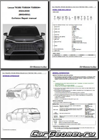   Lexus TX350 TX500H TX550H+  2024 Collision Repair Manual