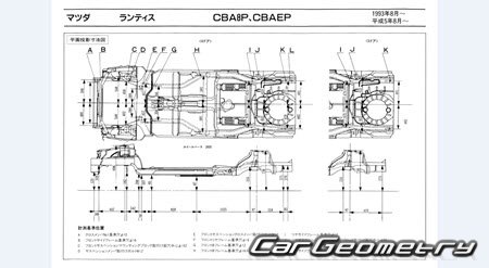 Mazda Lantis (CB) 1993-1997 (RH Japanese market) Body dimensions