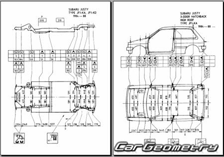 Subaru Justy (KA5 KA6 KA8) 1984-1988 (RH Japanese market) Body dimensions