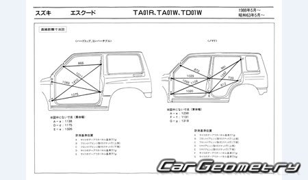 Suzuki Escudo (TA01) 1988-1994 (RH Japanese market) Body dimensions