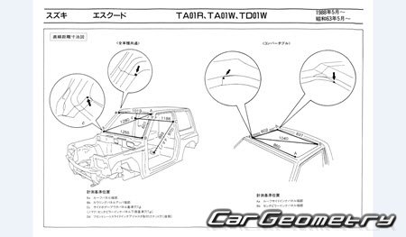 Suzuki Escudo (TA01) 1988-1994 (RH Japanese market) Body dimensions