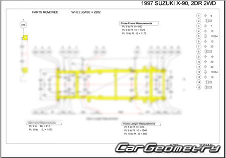 Suzuki X-90 (LB11S) 1994-1998 (RH Japanese market) Body dimensions