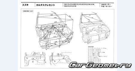 Suzuki Cultus (11S 21S 31S 41W) 1995-2002 (RH Japanese market) Body dimensions