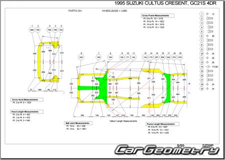 Suzuki Cultus (11S 21S 31S 41W) 1995-2002 (RH Japanese market) Body dimensions