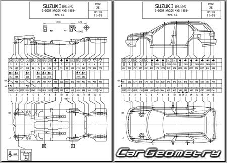 Suzuki Cultus (11S 21S 31S 41W) 1995-2002 (RH Japanese market) Body dimensions