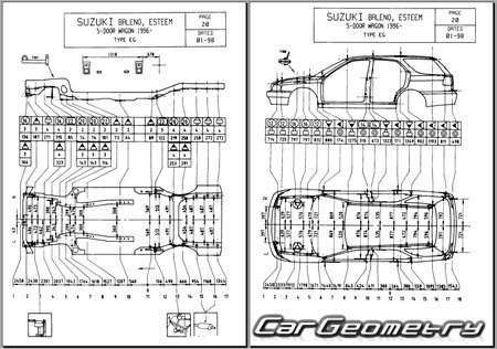 Suzuki Cultus (11S 21S 31S 41W) 1995-2002 (RH Japanese market) Body dimensions