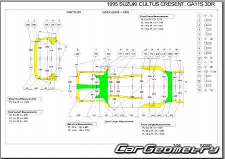 Suzuki Cultus (11S 21S 31S 41W) 1995-2002 (RH Japanese market) Body dimensions