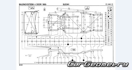 Suzuki Cultus (11S 21S 31S 41W) 1995-2002 (RH Japanese market) Body dimensions