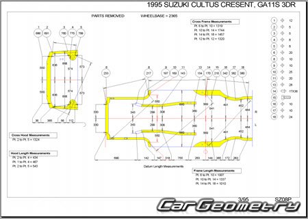 Suzuki Cultus (11S 21S 31S 41W) 1995-2002 (RH Japanese market) Body dimensions