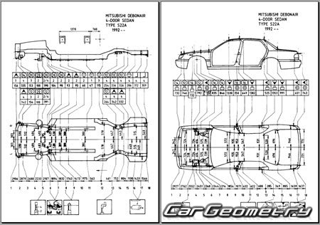 Mitsubishi Debonair (S22A S27A) 19921999 (RH Japanese market) Body dimensions