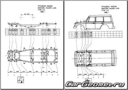 Mitsubishi Pajero 1982-1990 (RH Japanese market) Body dimensions