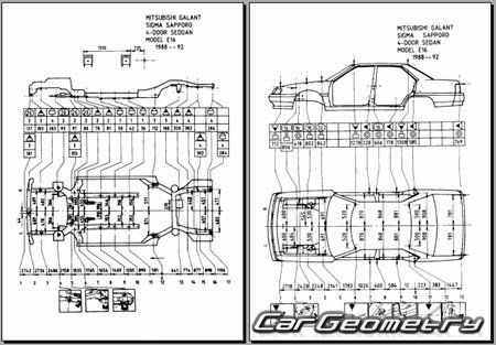 Mitsubishi Eterna & Galant 1983-1990 (RH Japanese market) Body dimensions