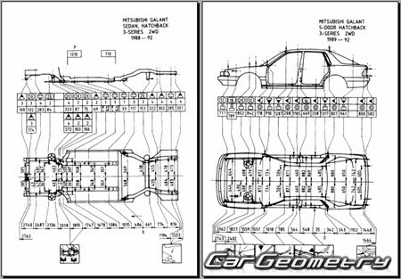 Mitsubishi Eterna & Galant 19871992 (RH Japanese market) Body dimensions