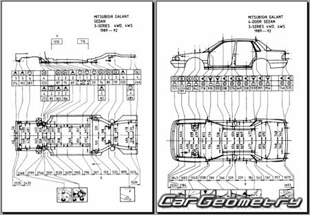 Mitsubishi Eterna & Galant 19871992 (RH Japanese market) Body dimensions