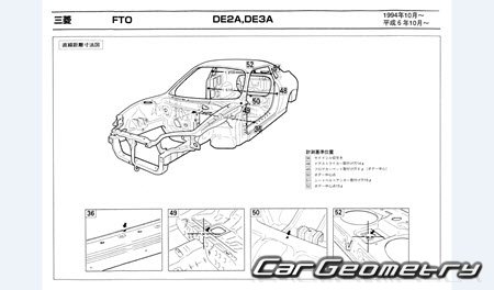 Mitsubishi FTO (DE2A DE3A) 1994-2001 (RH Japanese market) Body dimensions