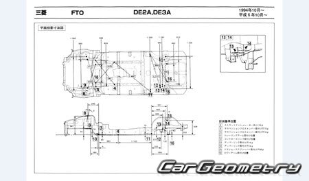 Mitsubishi FTO (DE2A DE3A) 1994-2001 (RH Japanese market) Body dimensions