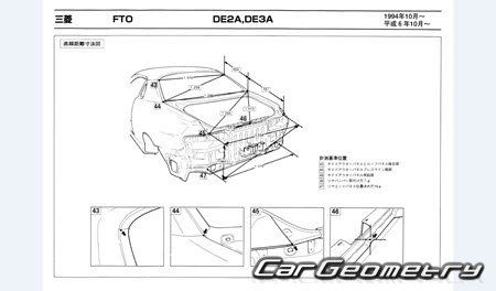 Mitsubishi FTO (DE2A DE3A) 1994-2001 (RH Japanese market) Body dimensions