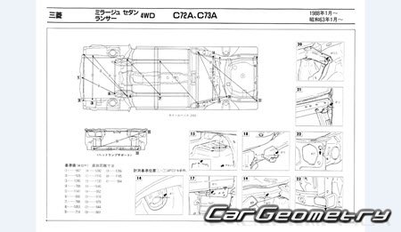 Mitsubishi Lancer & Mirage 1988-1991 (RH Japanese market) Body dimensions