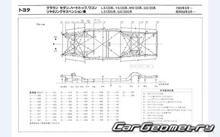 Toyota Crown (S120) 1983-1987 (RH Japanese market) Body dimensions