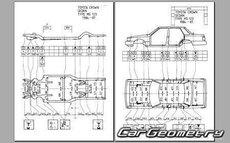 Toyota Crown (S120) 1983-1987 (RH Japanese market) Body dimensions