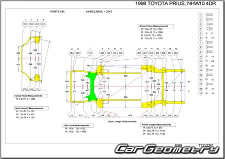 Toyota Prius (NHW10) 1997-2003 (RH Japanese market) Body dimensions