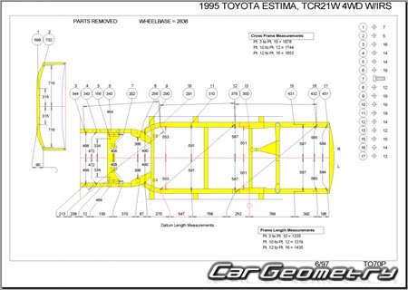 Toyota Estima (CR1# CR2#) 1990-1999 (RH Japanese market) Body dimensions