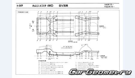 Toyota Camry & Vista (V30) 1990-1994 (RH Japanese market) Body dimensions