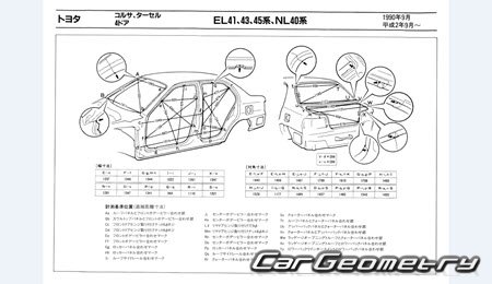 Toyota Corsa & Corolla II & Tercel (EL40) 1990-1994 (RH Japanese market) Body dimensions