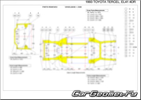 Toyota Corsa & Corolla II & Tercel (EL40) 1990-1994 (RH Japanese market) Body dimensions