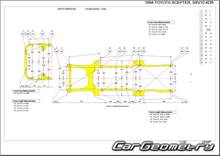 Toyota Scepter (V10 V15) 19911996 (RH Japanese market) Body dimensions