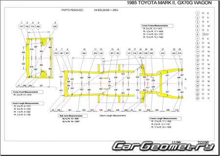 Toyota Cresta & Chaser & Mark II (X70) 1984-1988 (RH Japanese market) Body dimensions