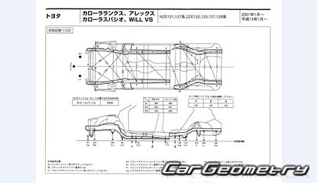 Toyota WiLL VS 2001-2004 (RH Japanese market) Body dimensions