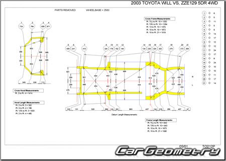 Toyota WiLL VS 2001-2004 (RH Japanese market) Body dimensions