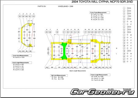 Toyota WiLL Cypha 2002-2005 (RH Japanese market) Body dimensions