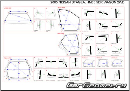   Nissan Stagea (M35) 2001-2007 (RH Japanese market) Body dimensions