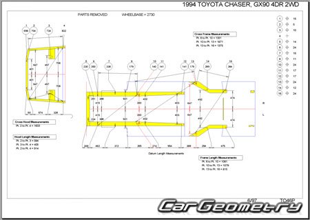 Toyota Chaser (X90) 1992-1996 (RH Japanese market) Body dimensions