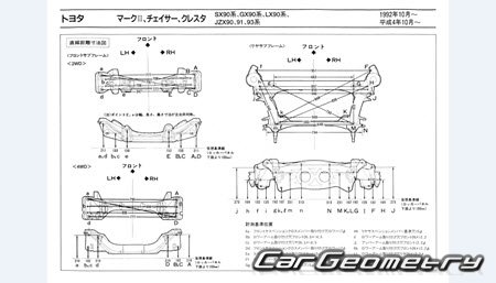 Toyota Cresta (X90) 1992-1996 (RH Japanese market) Body dimensions