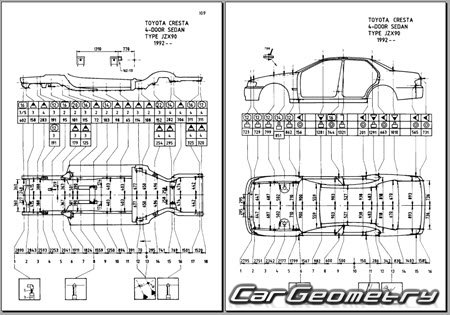 Toyota Cresta (X90) 1992-1996 (RH Japanese market) Body dimensions