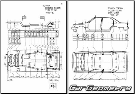 Toyota Corona (T140) 1982-1987 (RH Japanese market) Body dimensions