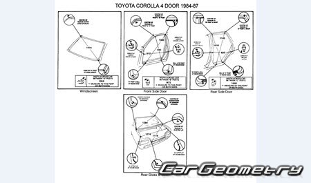 Toyota Corolla & Sprinter (E80) 1983-1987 (RH Japanese market) Body dimensions