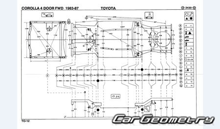 Toyota Corolla & Sprinter (E80) 1983-1987 (RH Japanese market) Body dimensions