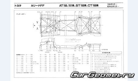 Toyota Carina FF & ED (T150 T160) 1985-1989 (RH Japanese market) Body dimensions