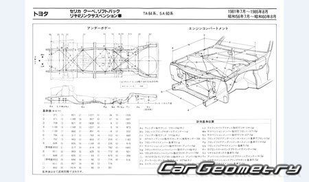 Toyota Celica (A60) 1981-1985 (RH Japanese market) Body dimensions