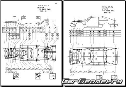 Toyota Celica (A60) 1981-1985 (RH Japanese market) Body dimensions