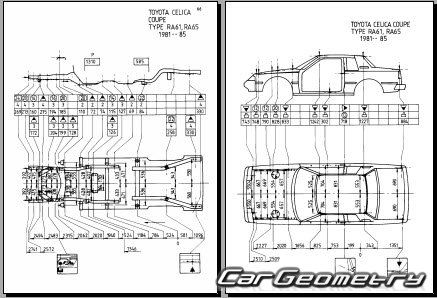 Toyota Celica (A60) 1981-1985 (RH Japanese market) Body dimensions