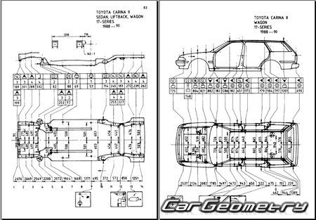 Toyota Carina & Corona (T170) 1988-1992 (RH Japanese market) Body dimensions