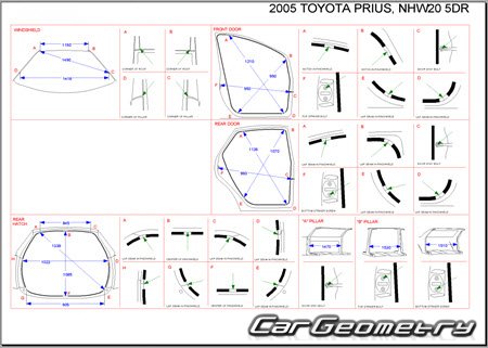 Toyota Prius (NHW20) 20032009 (RH Japanese market) Body dimensions