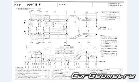 Lexus IS F (USE20) 2007-2014 (RH Japanese market) Body dimensions